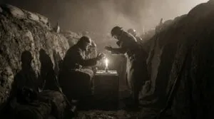 freepik a trench in complete darkness illuminated by a fli 50167