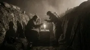 freepik a trench in complete darkness illuminated by a fli 50167