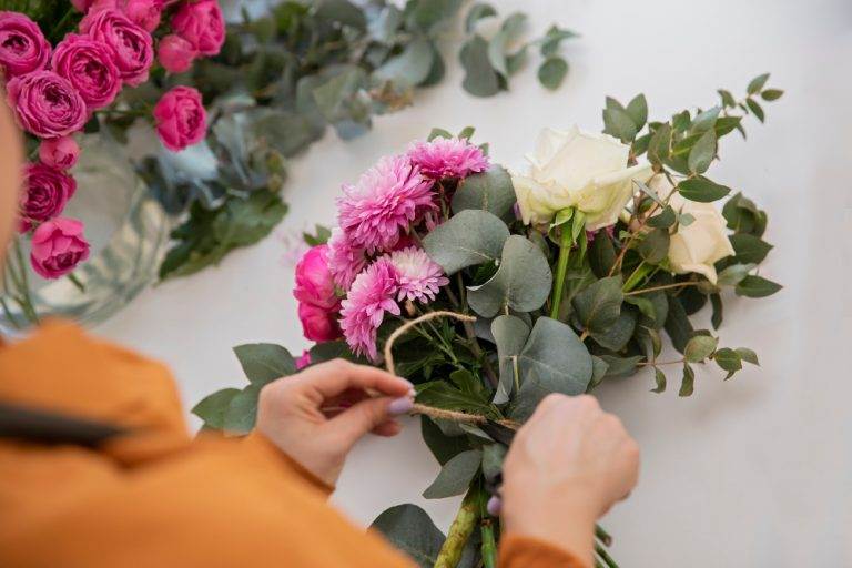 close up beautiful florist woman