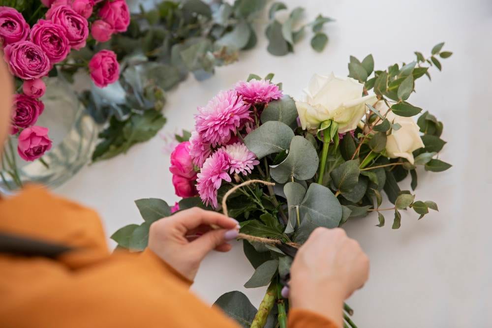 close up beautiful florist woman