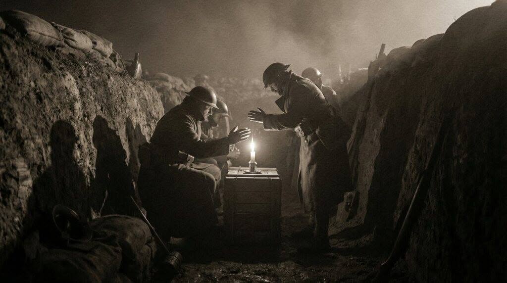freepik a trench in complete darkness illuminated by a fli 50167
